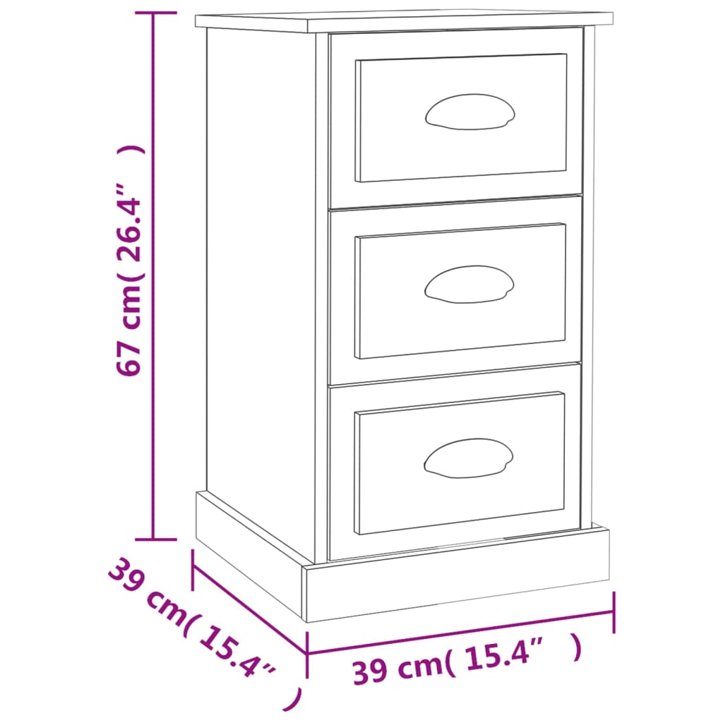 vidaXL Bedside Cabinet High Gloss White 39x39x67 cm Engineered Wood