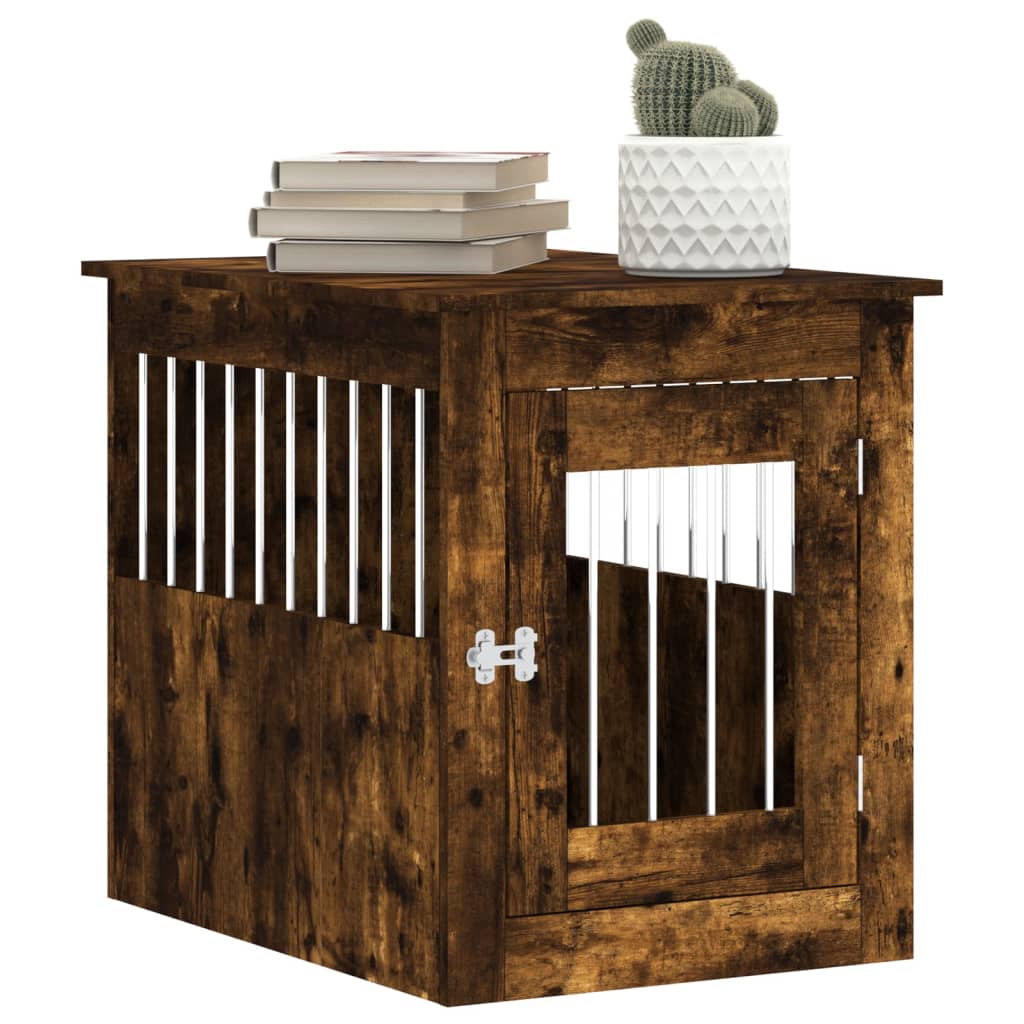 vidaXL Dog Crate Furniture Smoked Oak 55x75x65 cm Engineered Wood