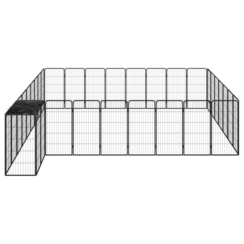 vidaXL 34-Panel Dog Playpen Black 50x100 cm Powder-coated Steel