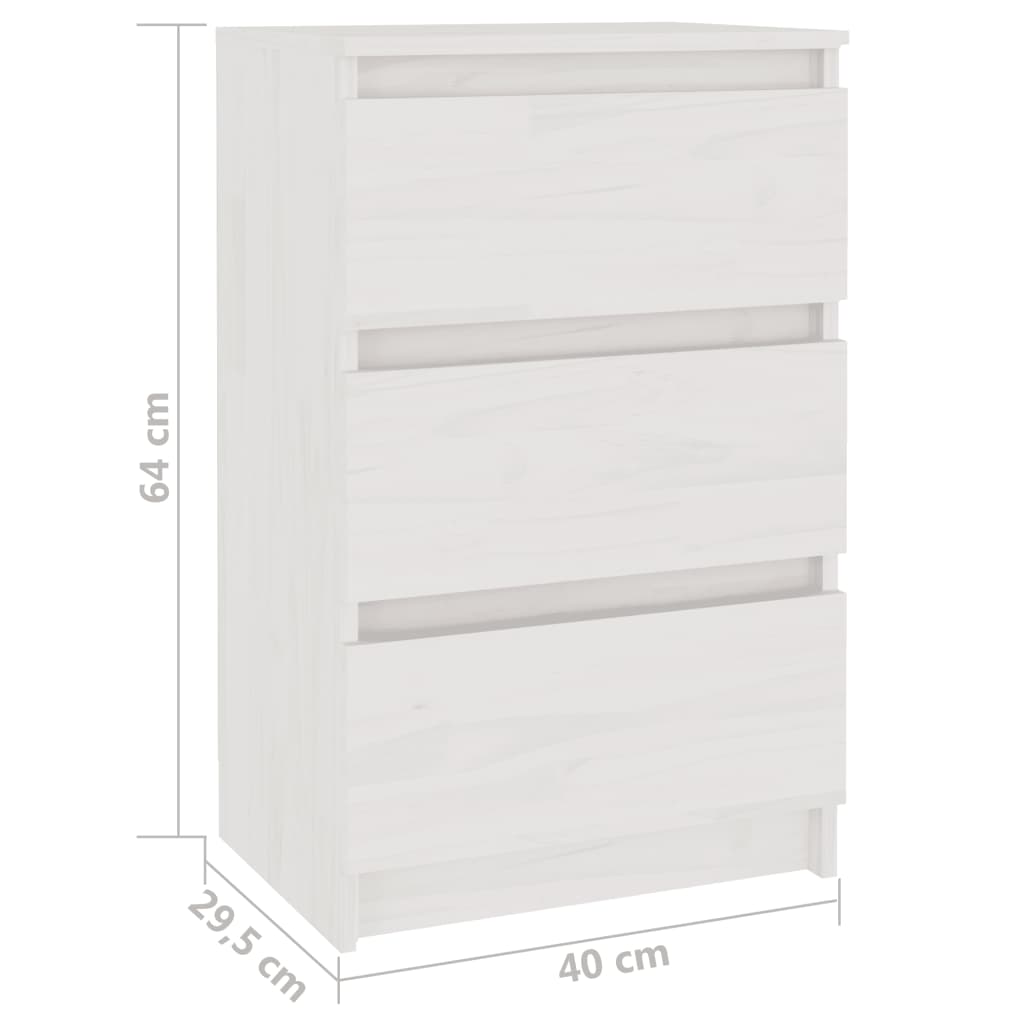 vidaXL Bedside Cabinets 2 pcs White 40x29.5x64 cm Solid Pine Wood