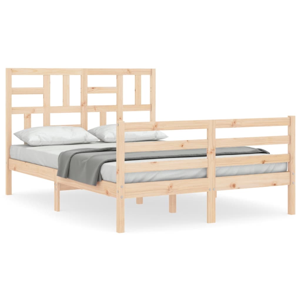 vidaXL Bed Frame with Headboard 140x190 cm Solid Wood