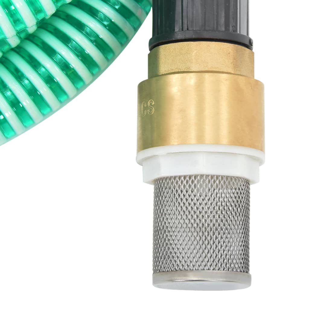 vidaXL Suction Hose with Brass Connectors Green 1.1" 3 m PVC