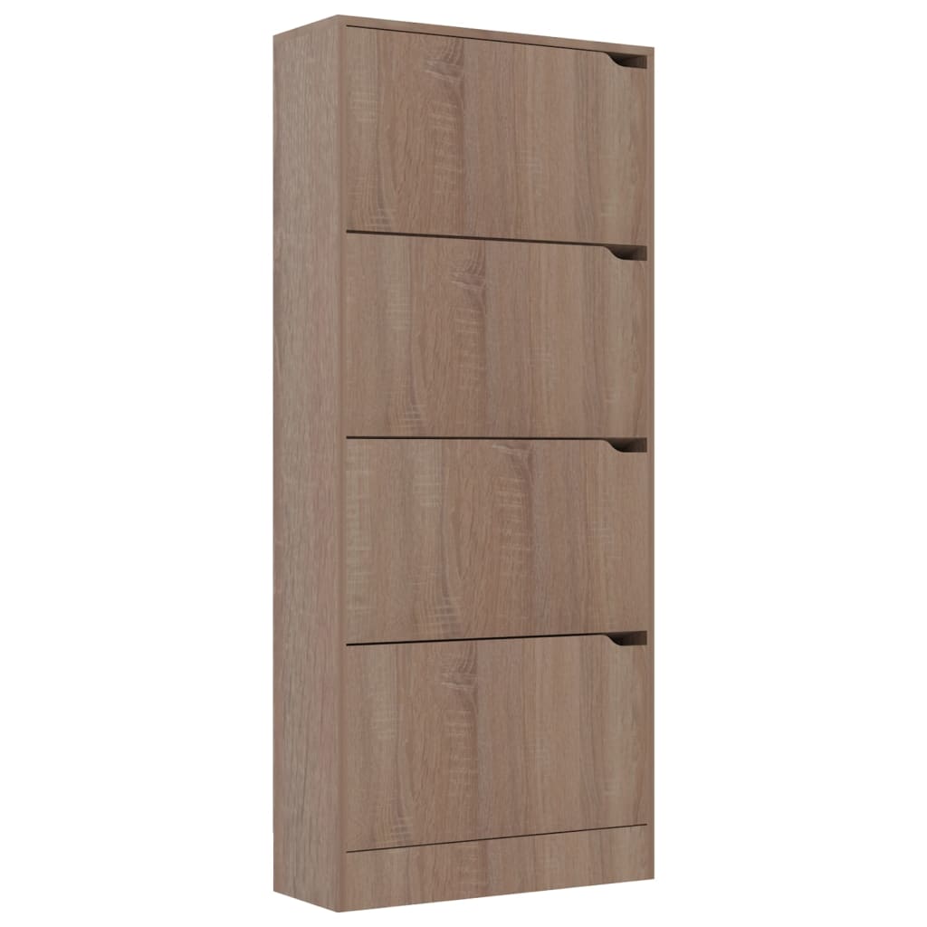 vidaXL Shoe Cabinet with 4 Doors Sonoma Oak 59x24x136 cm Engineered Wood