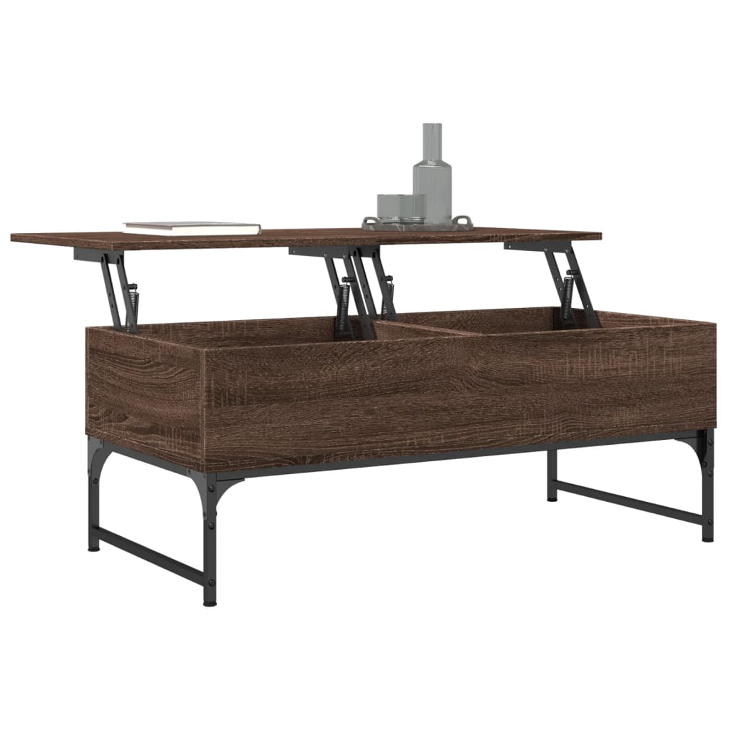 vidaXL Coffee Table Brown Oak 100x50x40 cm Engineered Wood and Metal