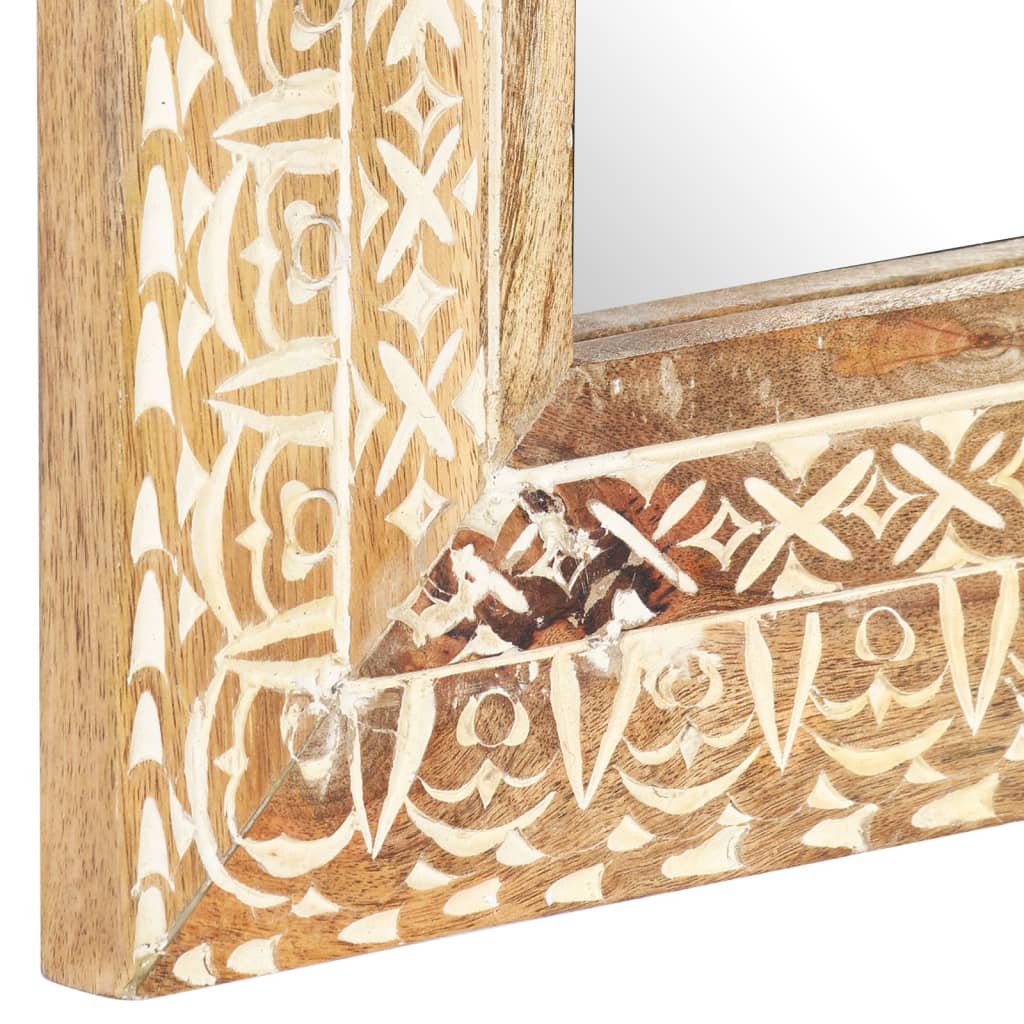 vidaXL Hand-Carved Mirror 80x50x2.6 cm Solid Mango Wood