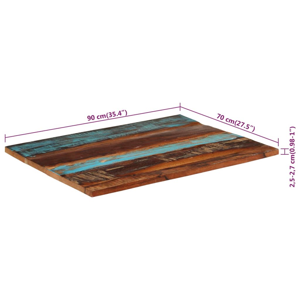 vidaXL Rectangular Table Top 70x90 cm 25-27 mm Solid Reclaimed Wood