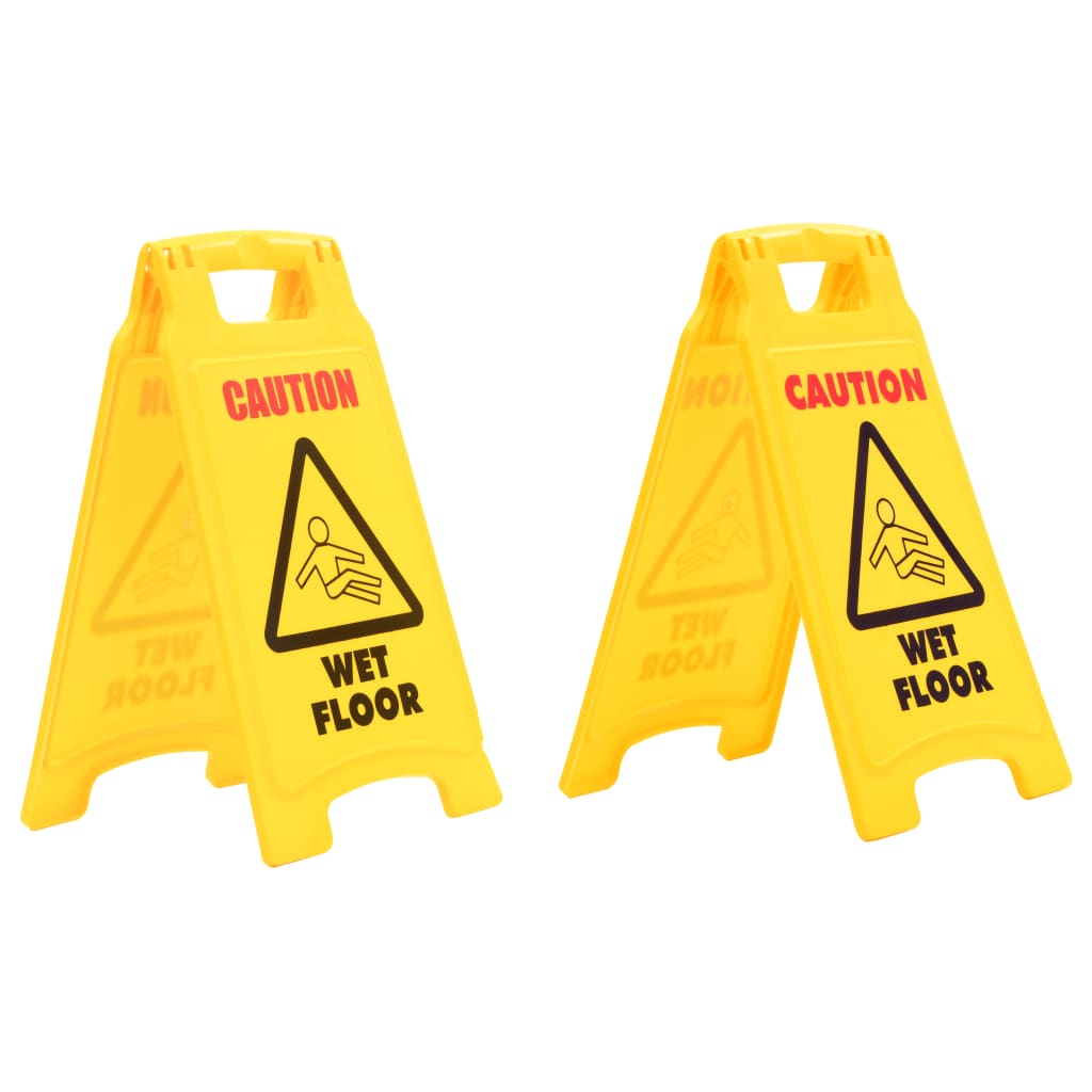 vidaXL Caution Wet Floor Signs 2 pcs Plastic 47 cm