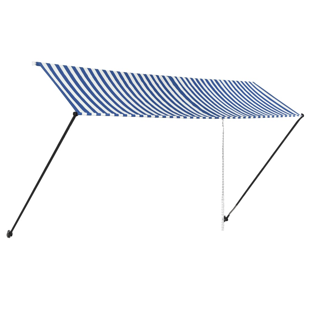 vidaXL Retractable Awning with LED 400x150 cm Blue and White