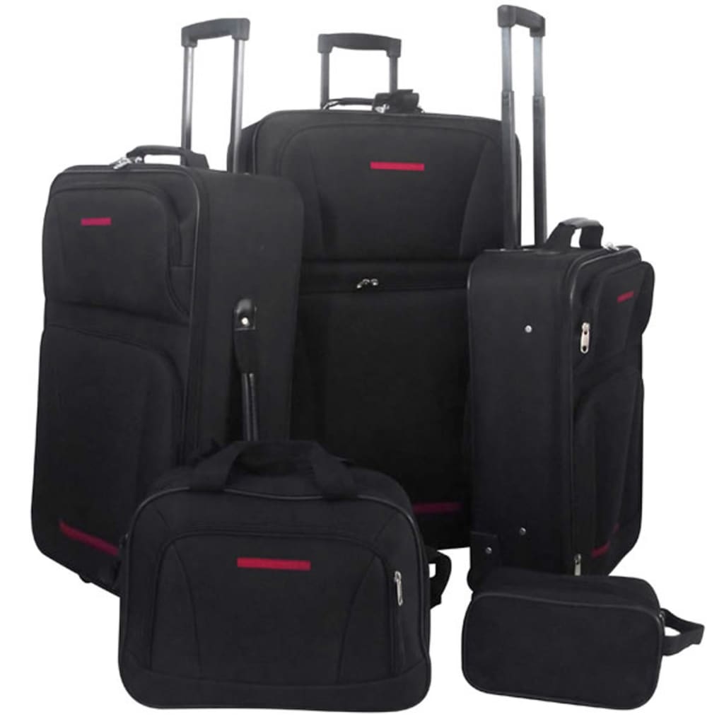 vidaXL Five Piece Travel Luggage Set Black vidaXL.ie