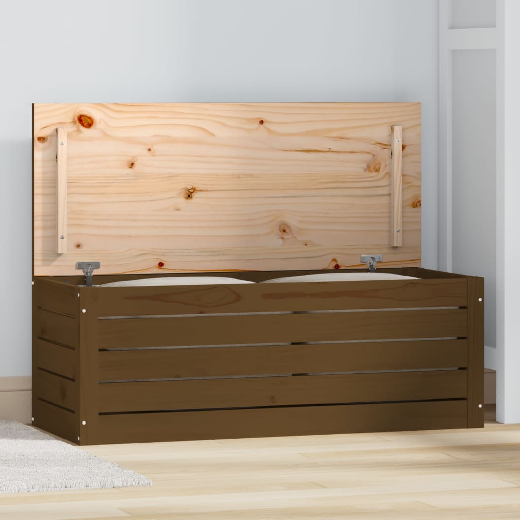 vidaXL Storage Box Honey Brown 89x36.5x33 cm Solid Wood Pine