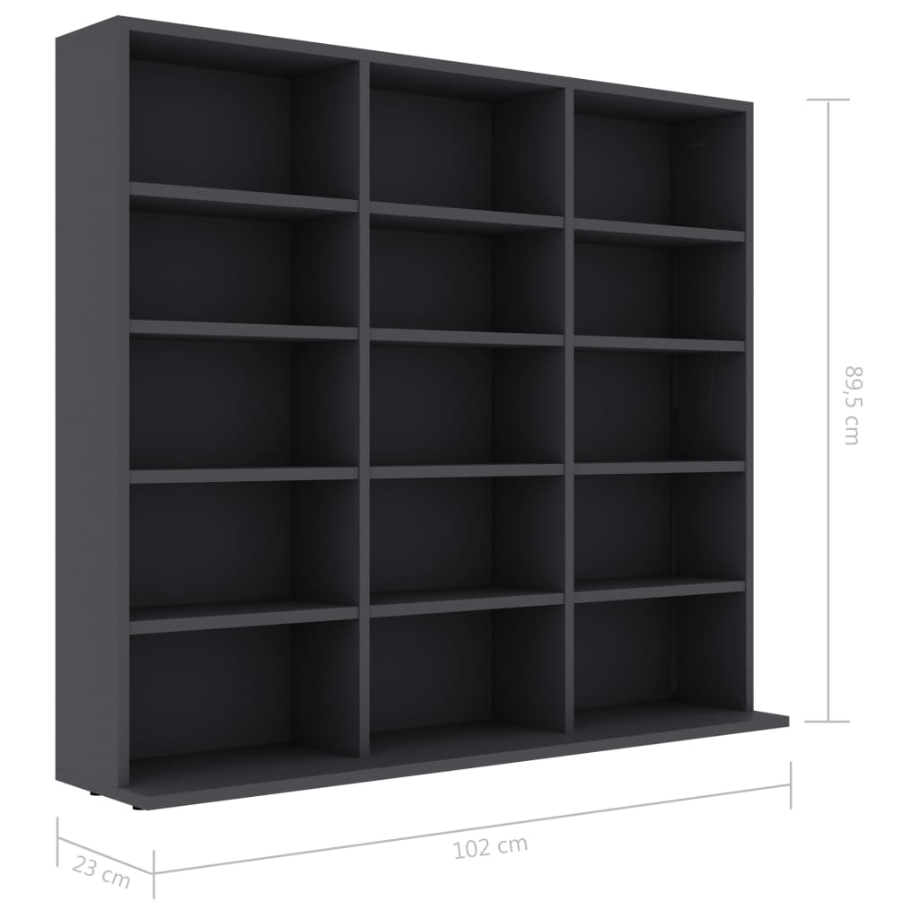 vidaXL CD Cabinet Grey 102x23x89.5 cm Engineered Wood | vidaXL.ie