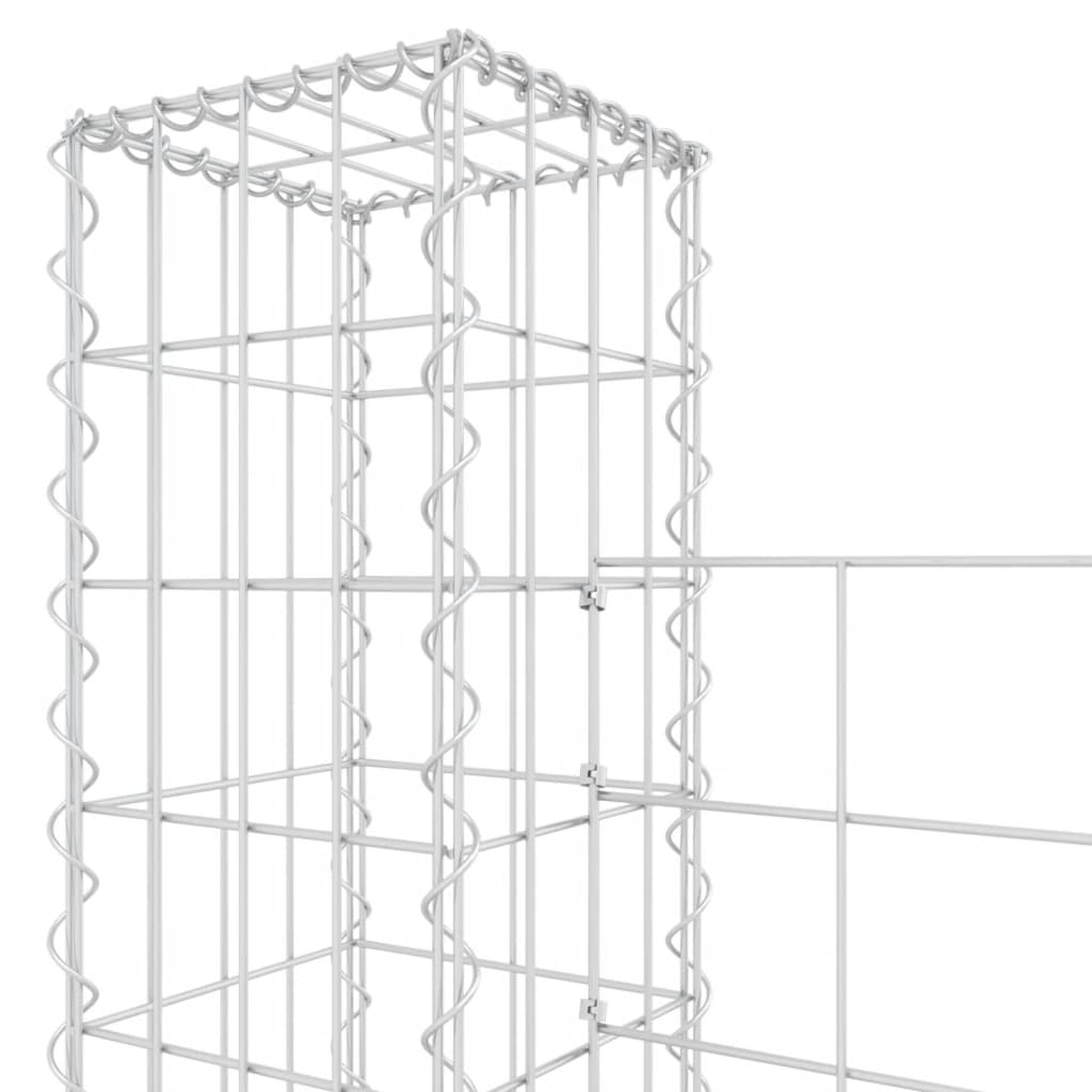 vidaXL U-shape Gabion Basket with 7 Posts Iron 740x20x200 cm
