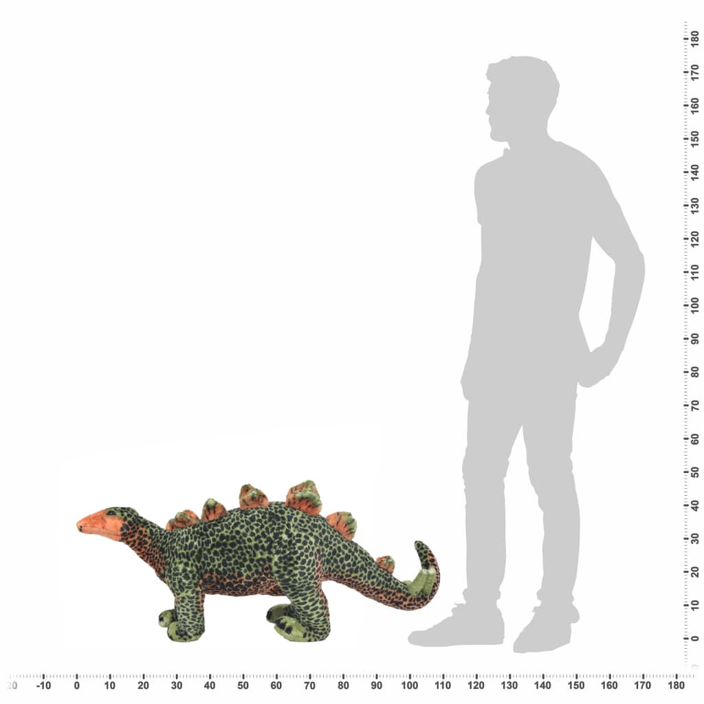 vidaXL Standing Plush Toy Stegosaurus Dinosaur Green and Orange XXL