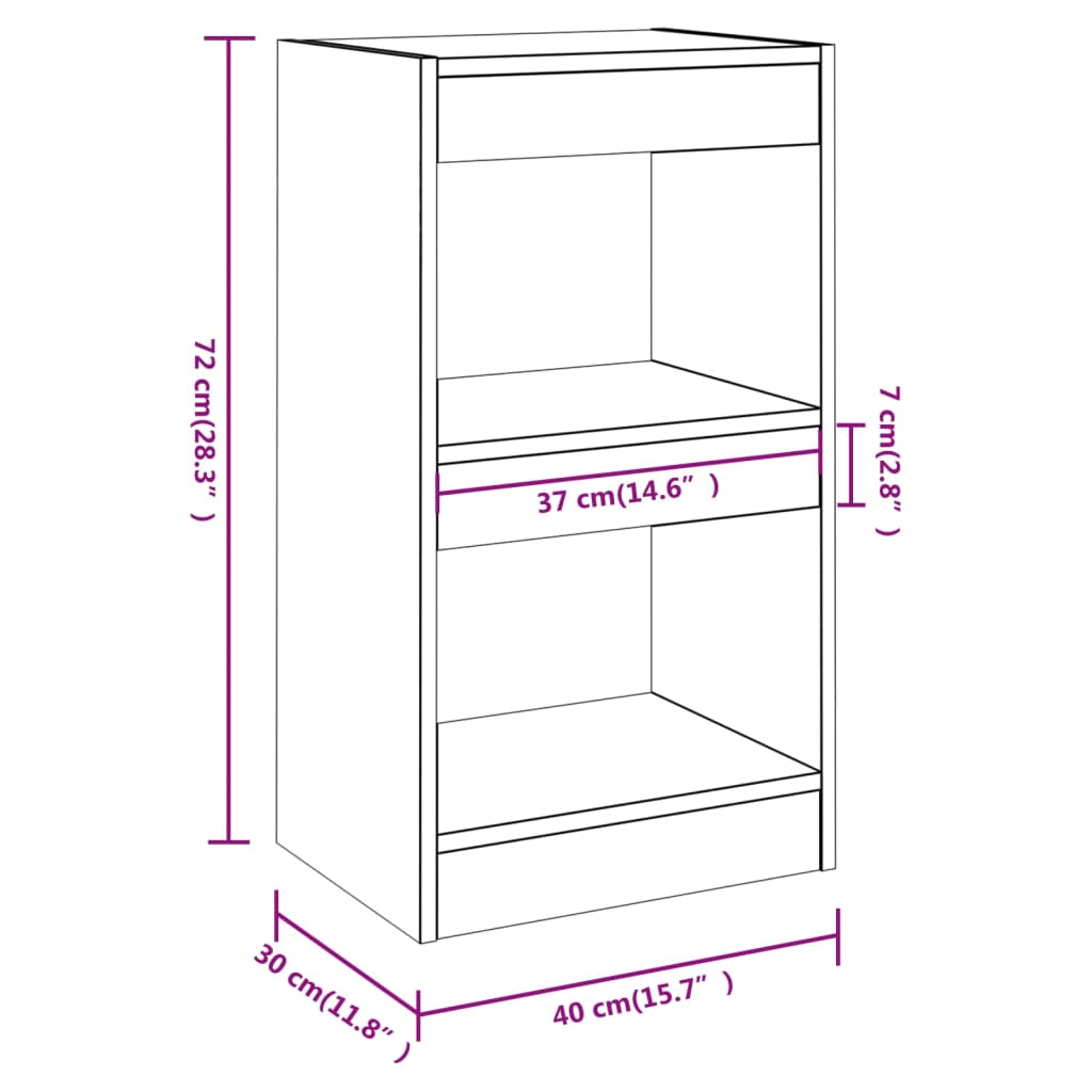 vidaXL Book Cabinet/Room Divider Grey Sonoma 40x30x72 cm