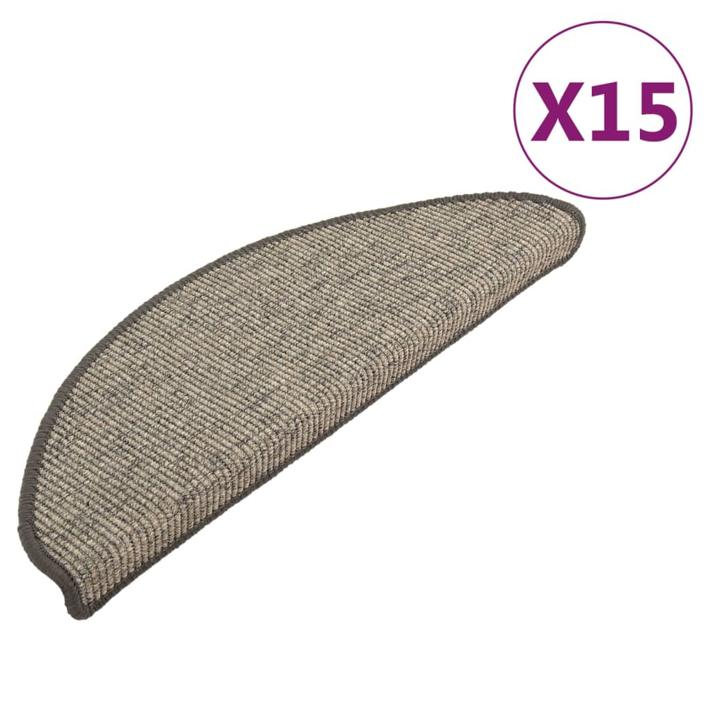 vidaXL Stair Mats Self-adhesive 15 pcs Grey and Beige 65x21x4 cm