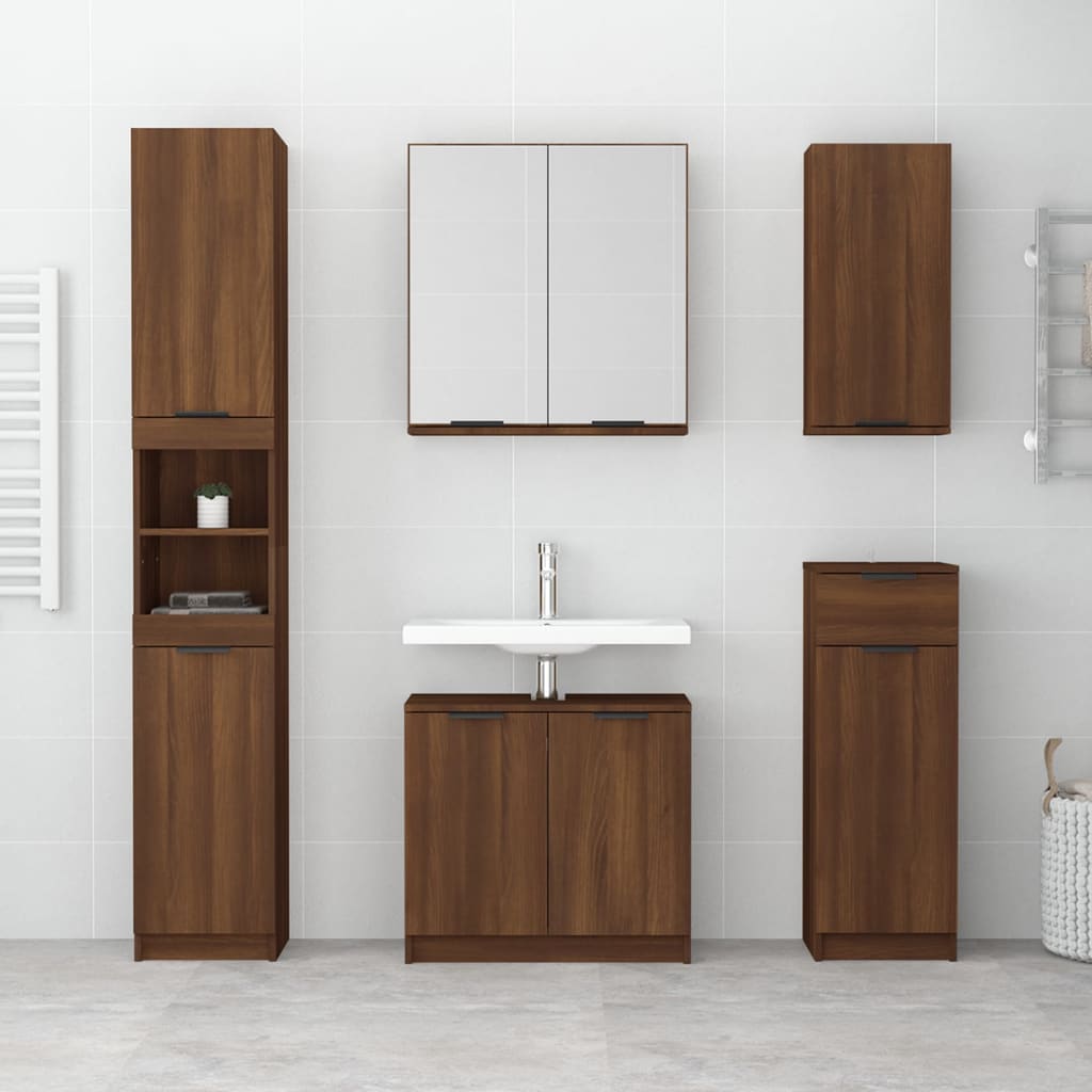 vidaXL Bathroom Mirror Cabinet Brown Oak 64x20x67 cm