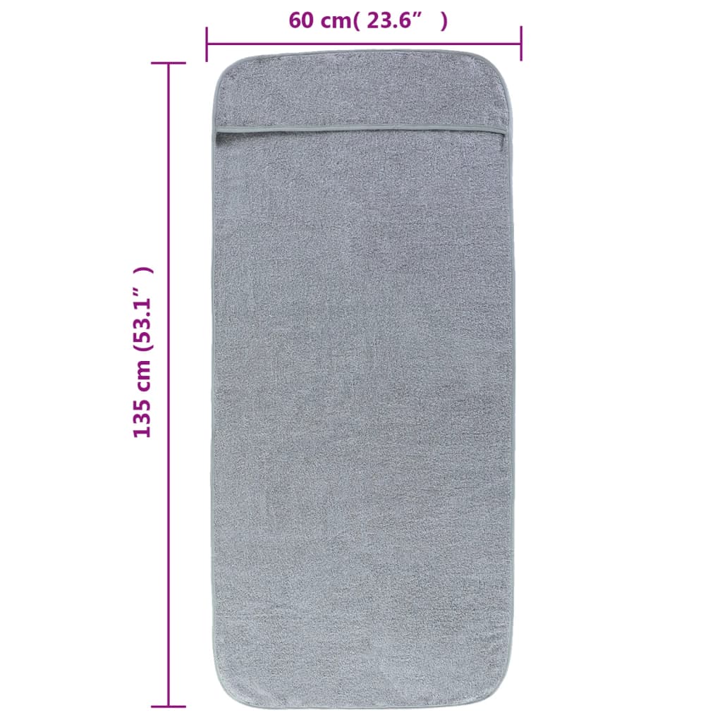 vidaXL Beach Towels 2 pcs Grey 60x135 cm Fabric 400 GSM