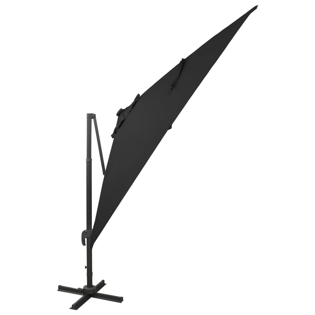 vidaXL Cantilever Umbrella with Pole and LED Lights Black 300 cm