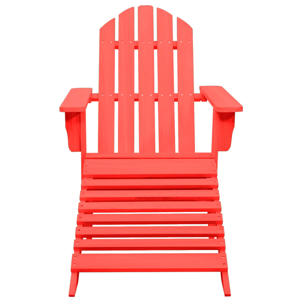 vidaXL Garden Adirondack Chair with Ottoman Solid Fir Wood Red