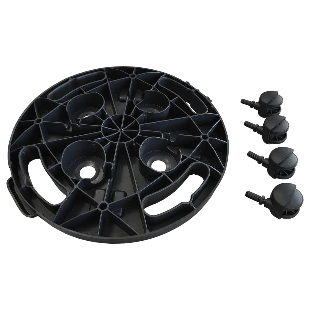 vidaXL Plant Trolleys with Wheels 2 pcs Diameter 30 cm Black 170 kg