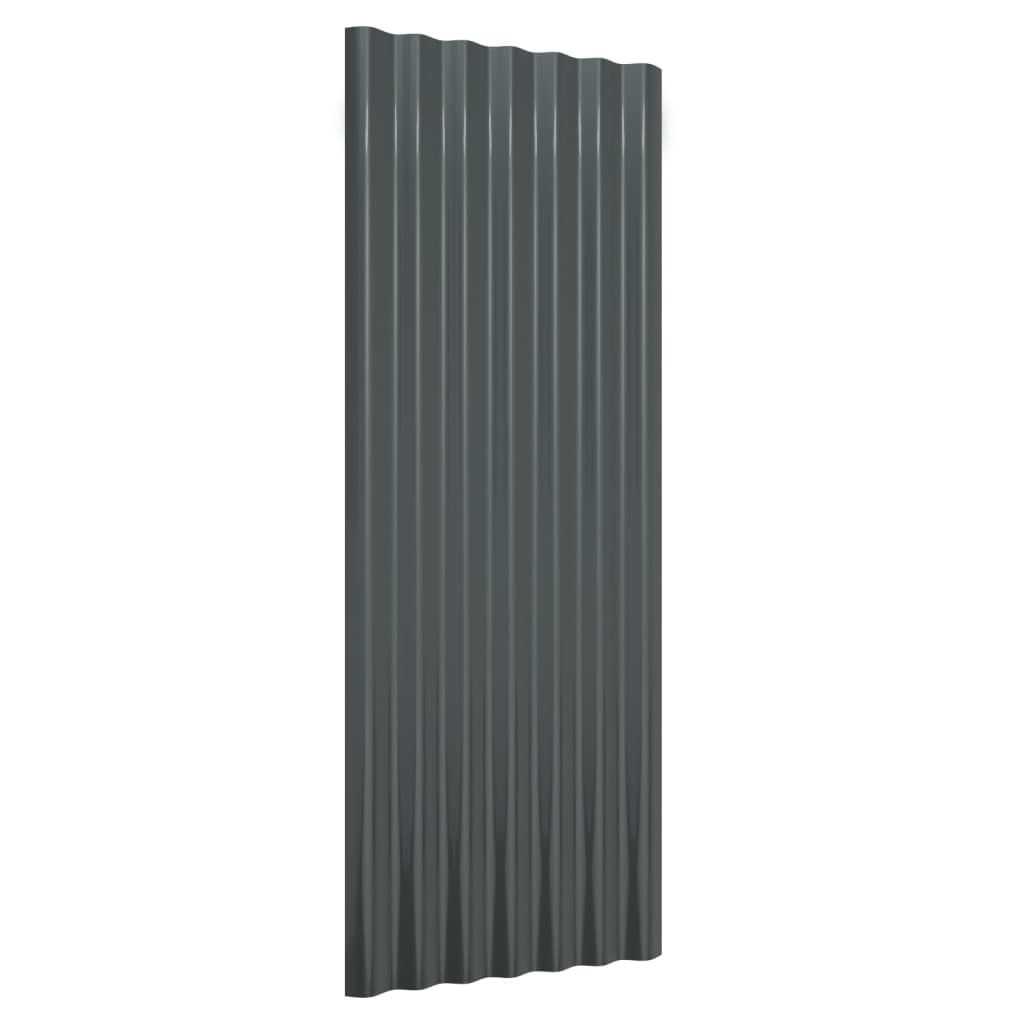vidaXL Roof Panels 12 pcs Powder-coated Steel Anthracite 100x36 cm