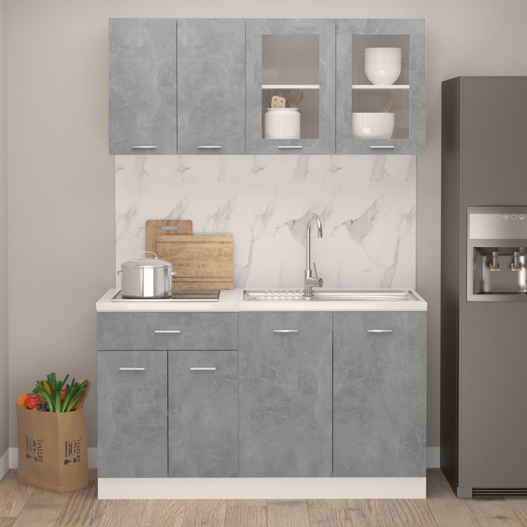vidaXL 4 Piece Kitchen Cabinet Set Concrete Grey Engineered Wood