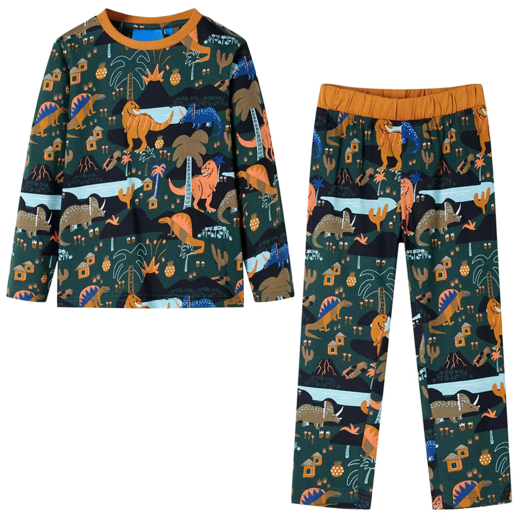 Kids' Pyjamas with Long Sleeves Dark Green 104