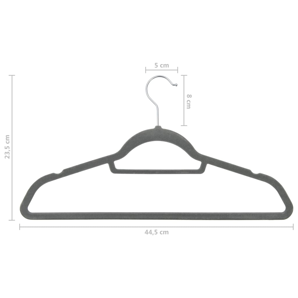 vidaXL 20 pcs Clothes Hanger Set Anti-slip Grey Velvet