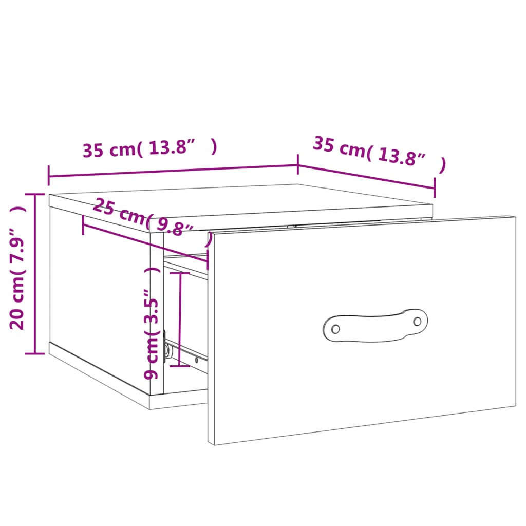 vidaXL Wall-mounted Bedside Cabinet Smoked Oak 35x35x20 cm