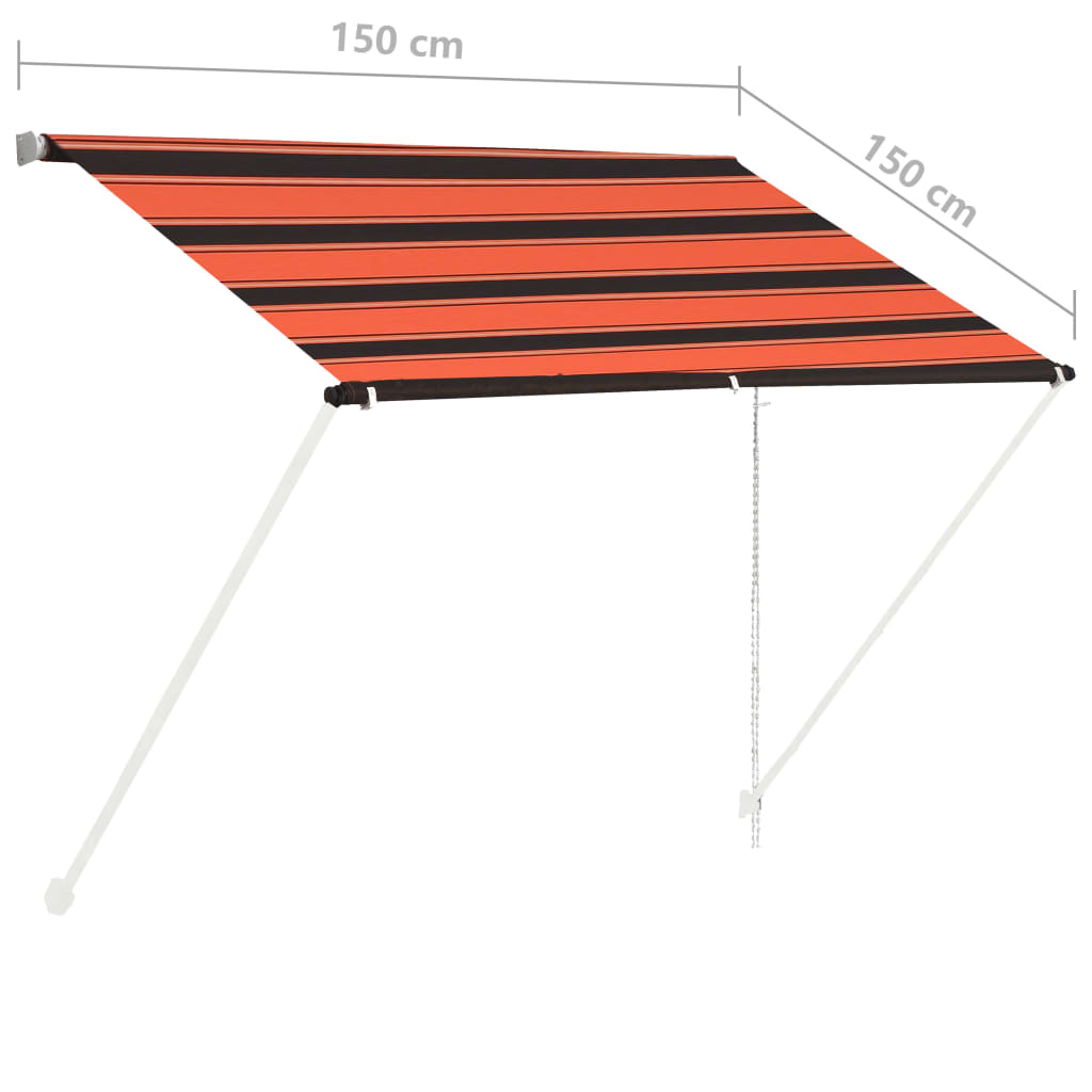 vidaXL Retractable Awning 150x150 cm Orange and Brown