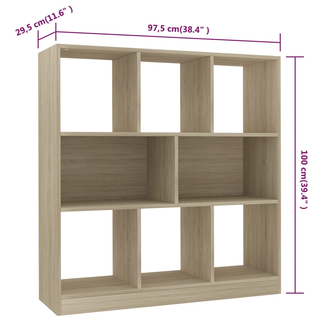 vidaXL Book Cabinet Sonoma Oak 97.5x29.5x100 cm Engineered Wood