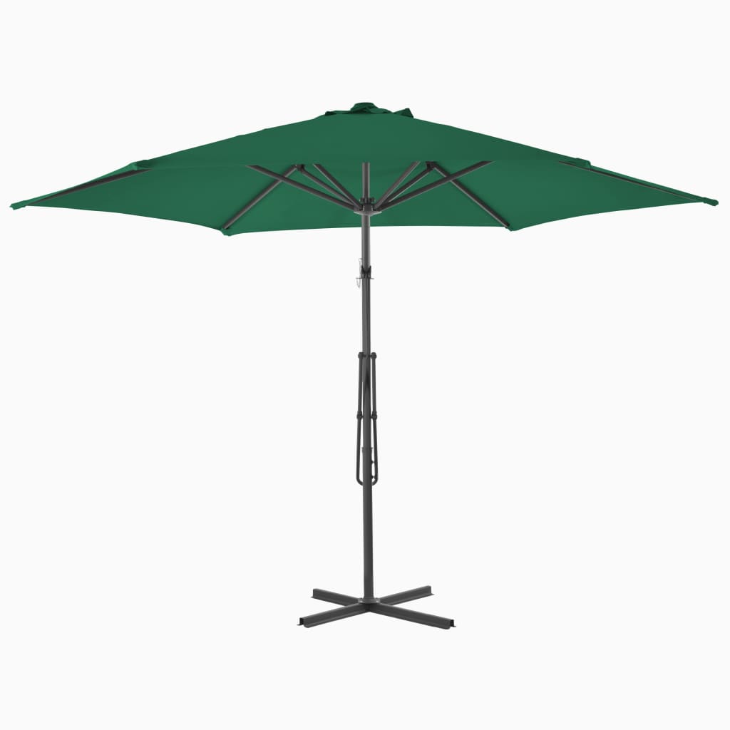 vidaXL Outdoor Parasol with Steel Pole 300 cm Green
