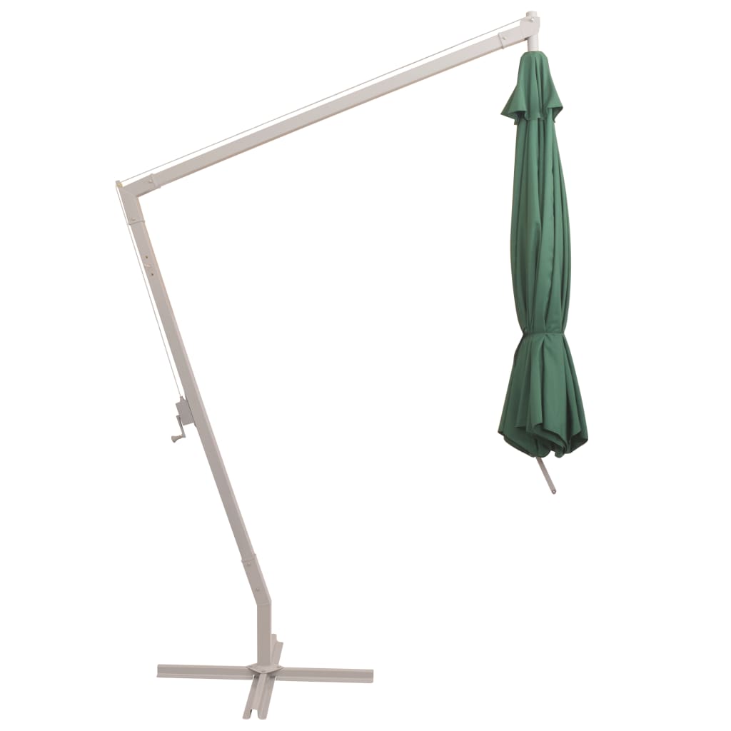 vidaXL Hanging Parasol 350 cm Green Aluminium Pole
