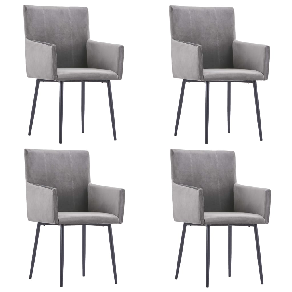 vidaXL Dining Chairs with Armrests 4 pcs Grey Velvet