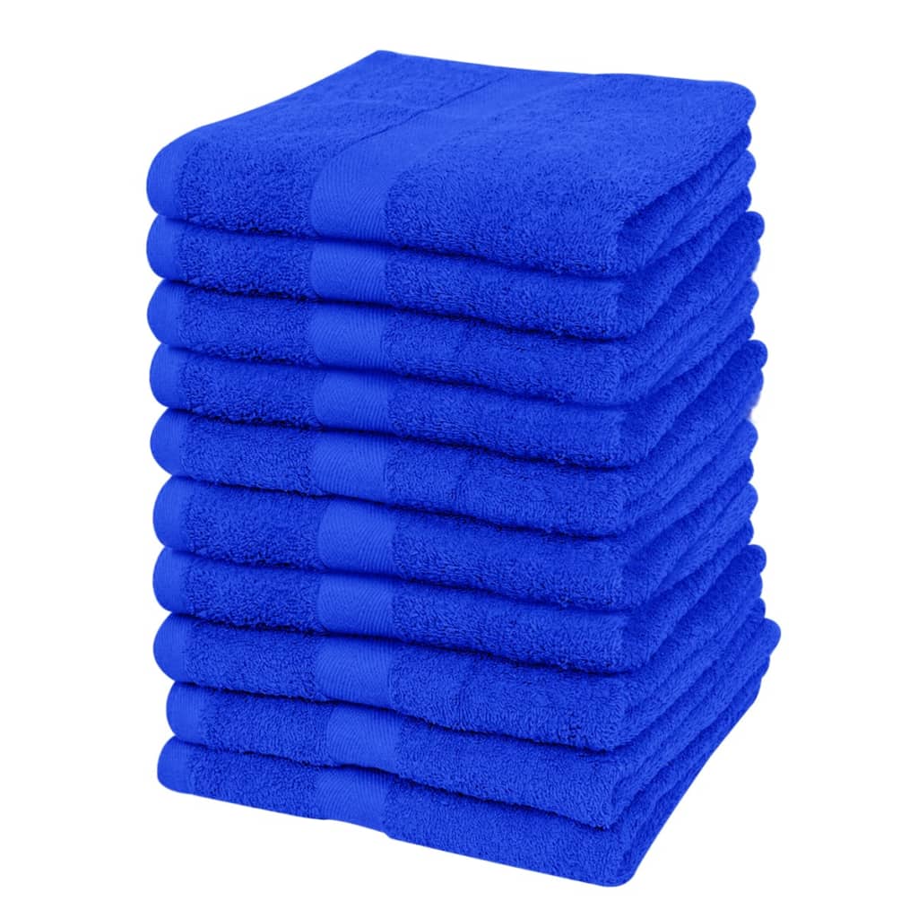 vidaXL Home Guest Towel Set 10 pcs Cotton 500 gsm 30x50cm Royal Blue