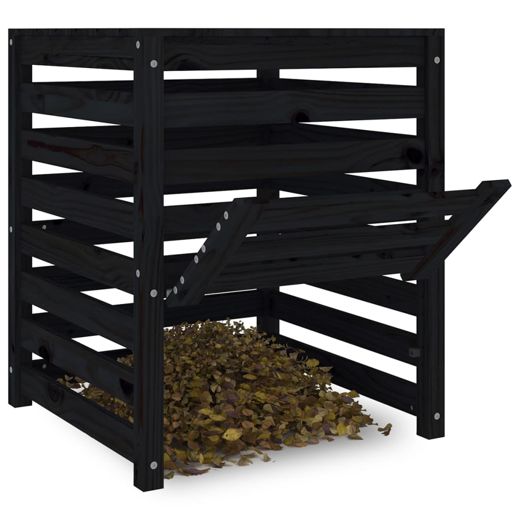 vidaXL Composter Black 63.5x63.5x77.5 cm Solid Wood Pine