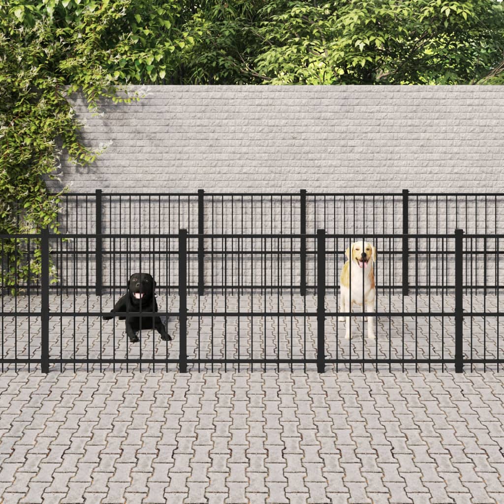 vidaXL Outdoor Dog Kennel Steel 22.58 m²