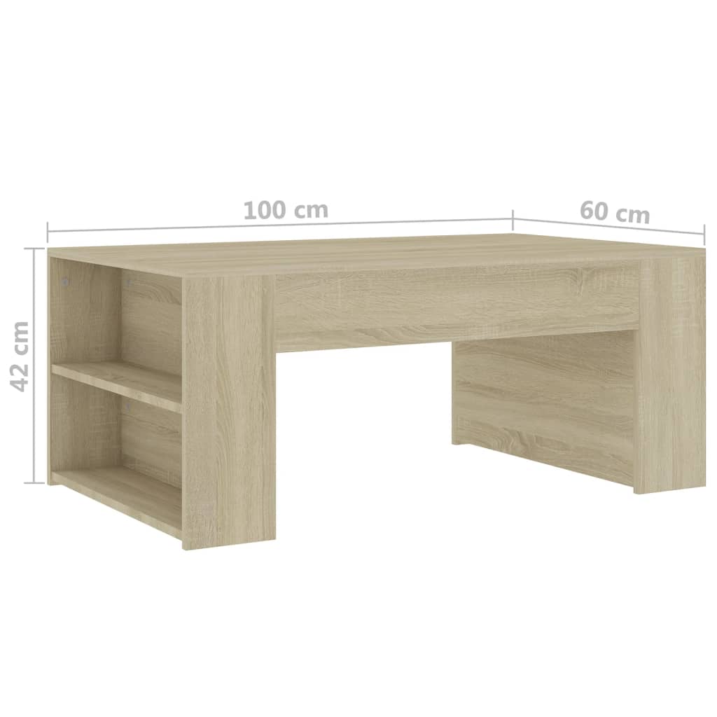 vidaXL Coffee Table Sonoma Oak 100x60x42 cm Engineered Wood