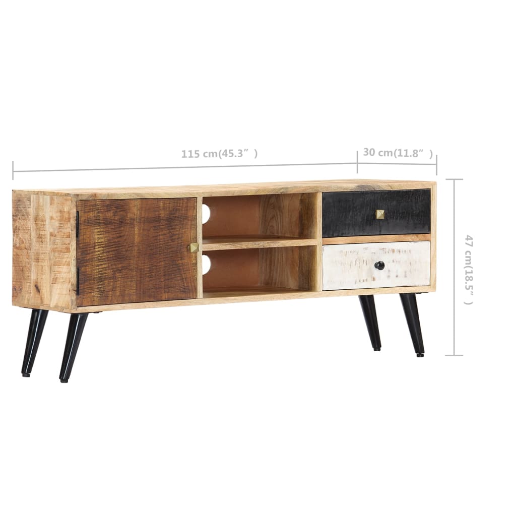 vidaXL TV Cabinet 115x30x47 cm Solid Mango Wood