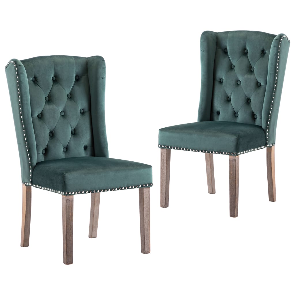 vidaXL Dining Chairs 2 pcs Dark Green Velvet