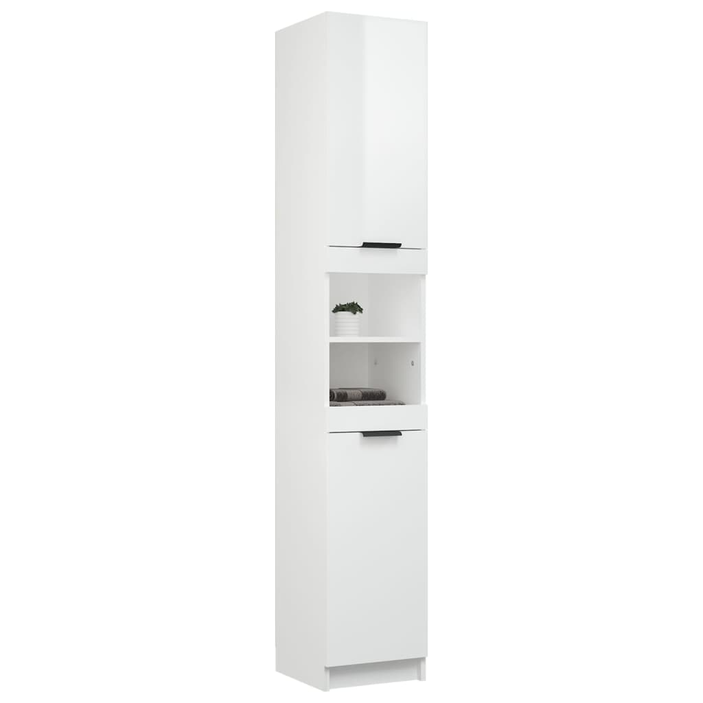 vidaXL Bathroom Cabinet High Gloss White 32x34x188.5cm Engineered Wood