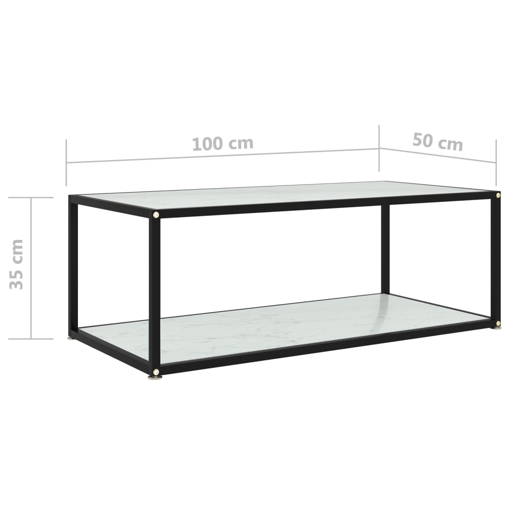 vidaXL Coffee Table White 100x50x35 cm Tempered Glass
