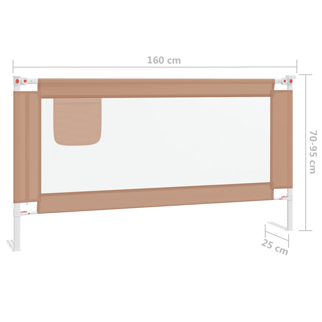 vidaXL Toddler Safety Bed Rail Taupe 160x25 cm Fabric