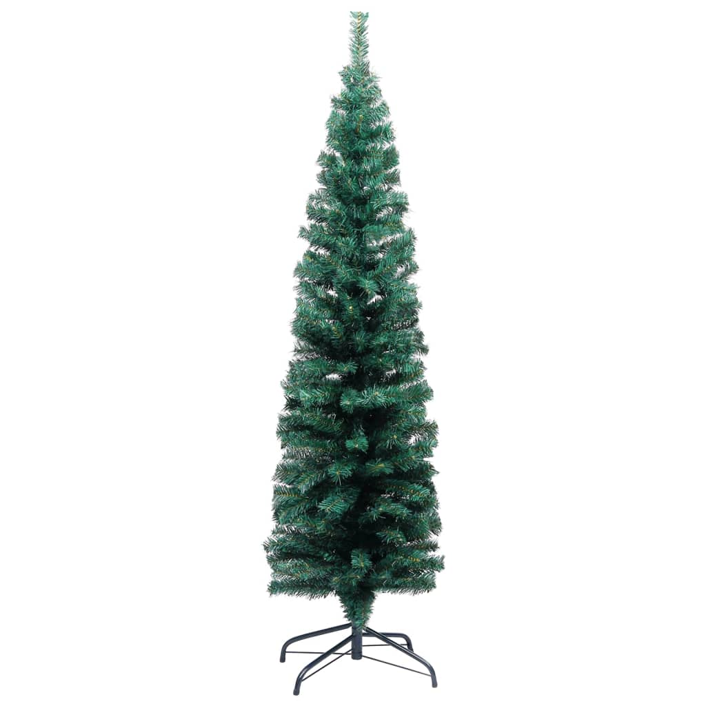 vidaXL Slim Artificial Pre-lit Christmas Tree with Ball Set Green 120cm