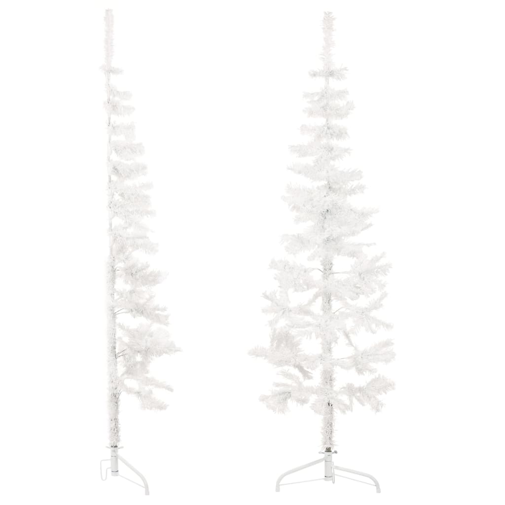 vidaXL Slim Artificial Half Christmas Tree with Stand White 180 cm
