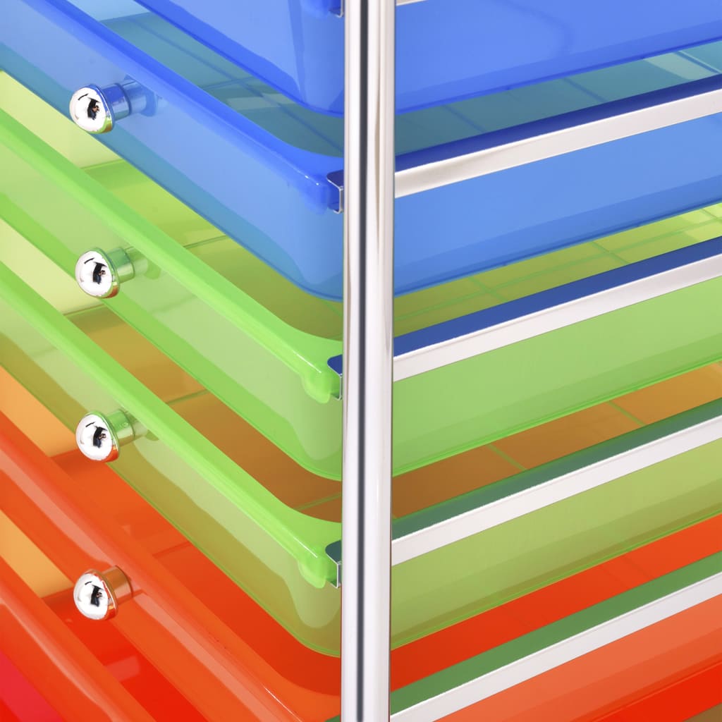 vidaXL 10-Drawer Mobile Storage Trolley Multicolour Plastic
