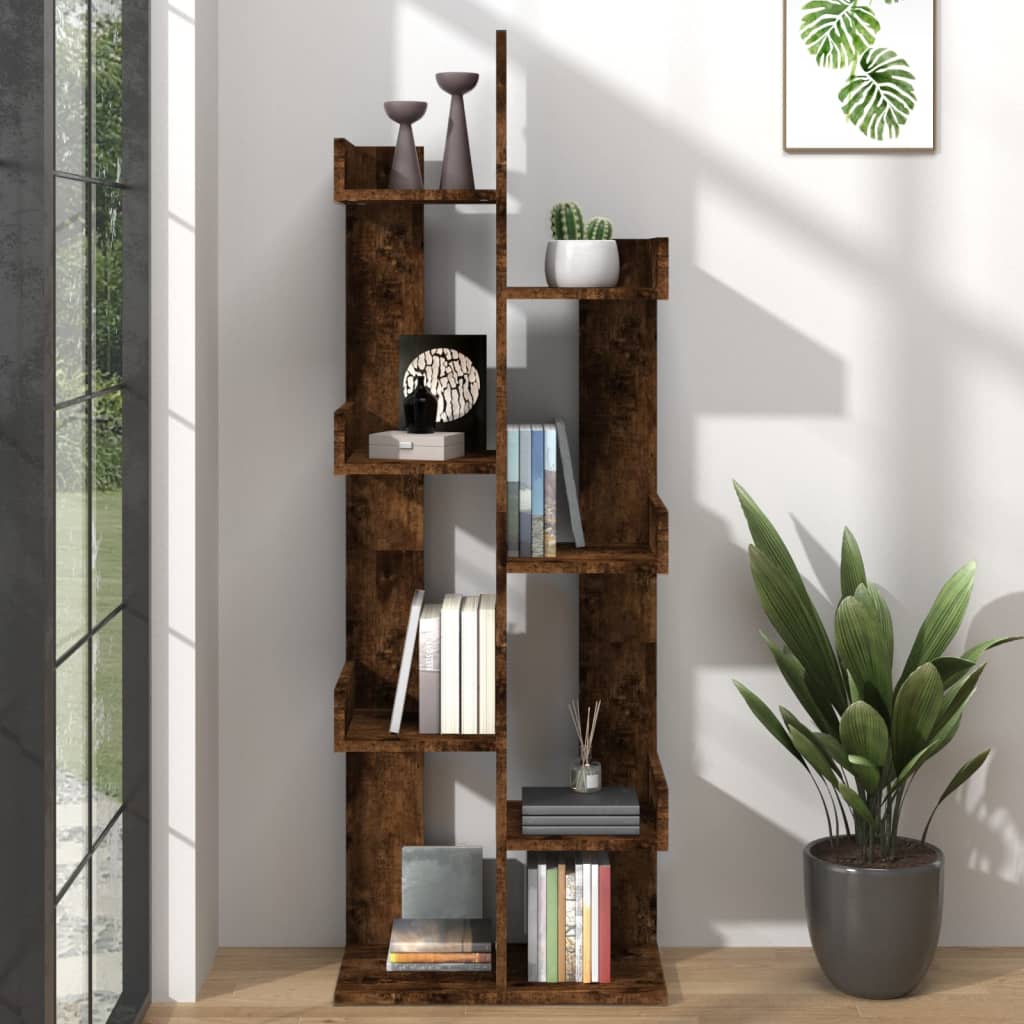 vidaXL Book Cabinet 48x25.5x140 cm Smoked Oak Engineered Wood