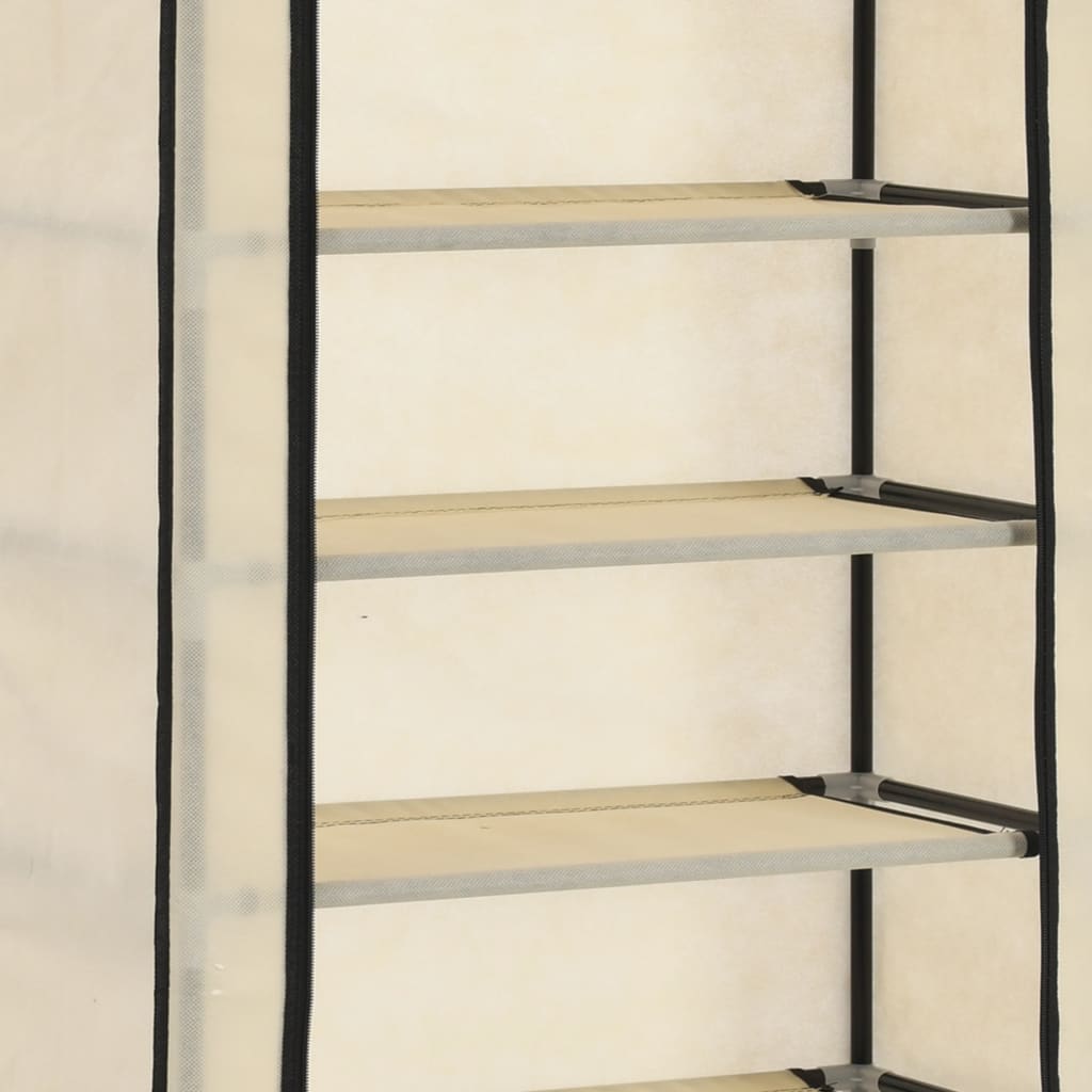 vidaXL Shoe Cabinet with Cover Cream 57x29x162 cm Fabric