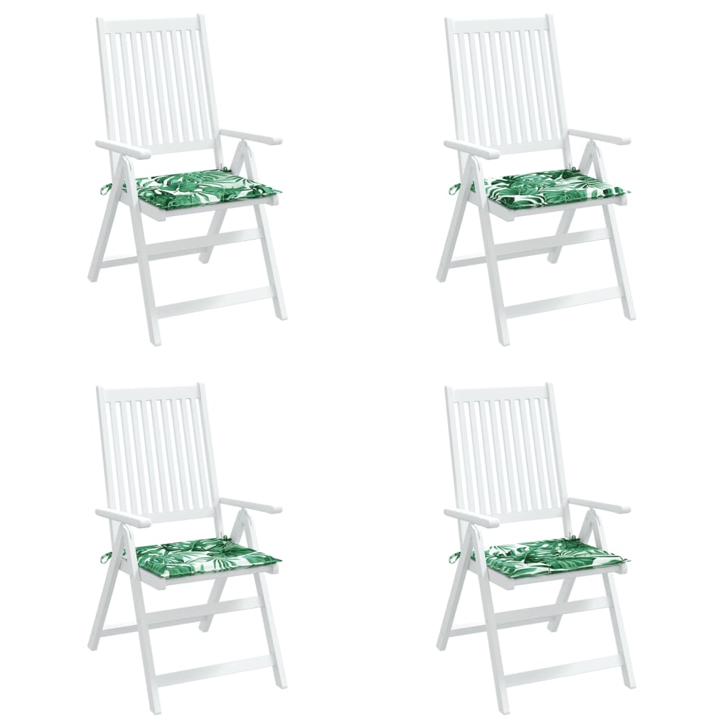 vidaXL Chair Cushions 4 pcs Leaf Pattern 40x40x3 cm Fabric