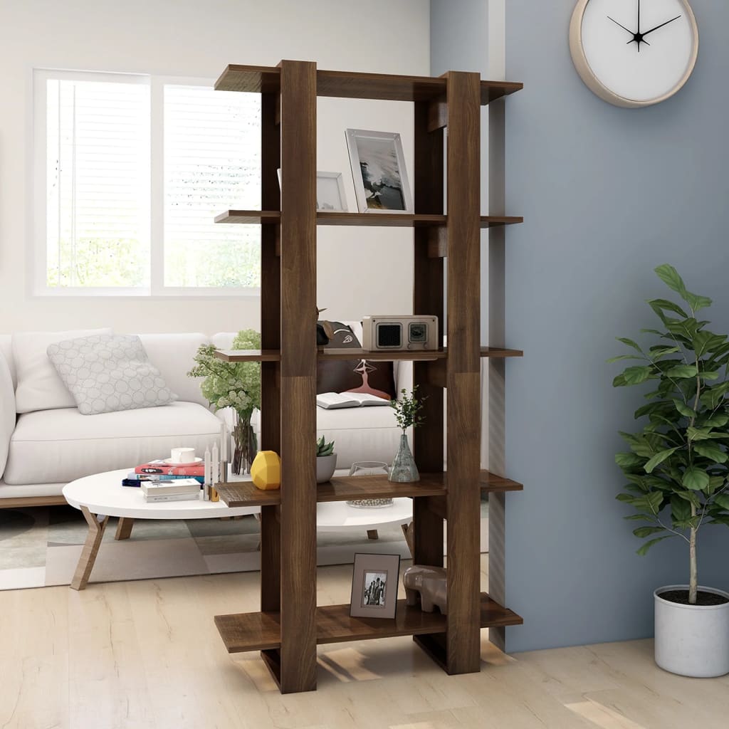 vidaXL Book Cabinet/Room Divider Brown Oak 80x30x160 cm Engineered Wood